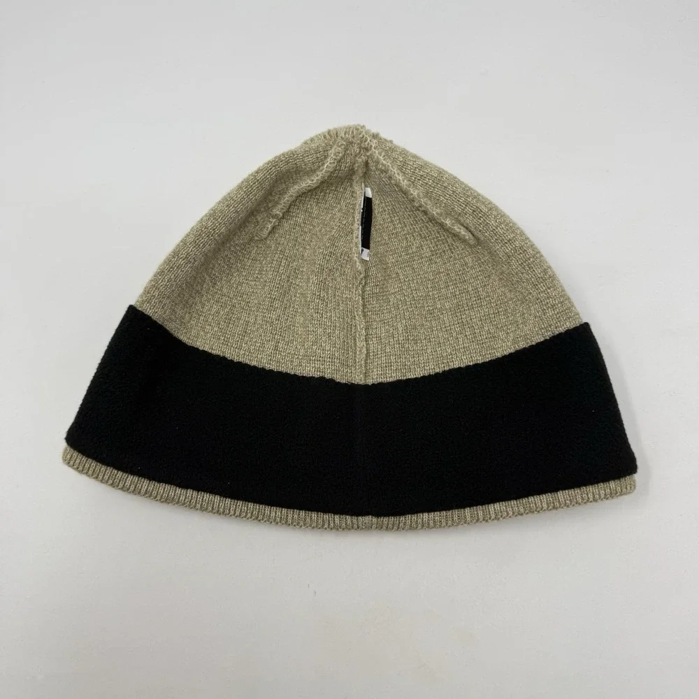 The North Face Hat Beanie Mens One Size Beige Knit‎ Fleece Lined Thermal Winter